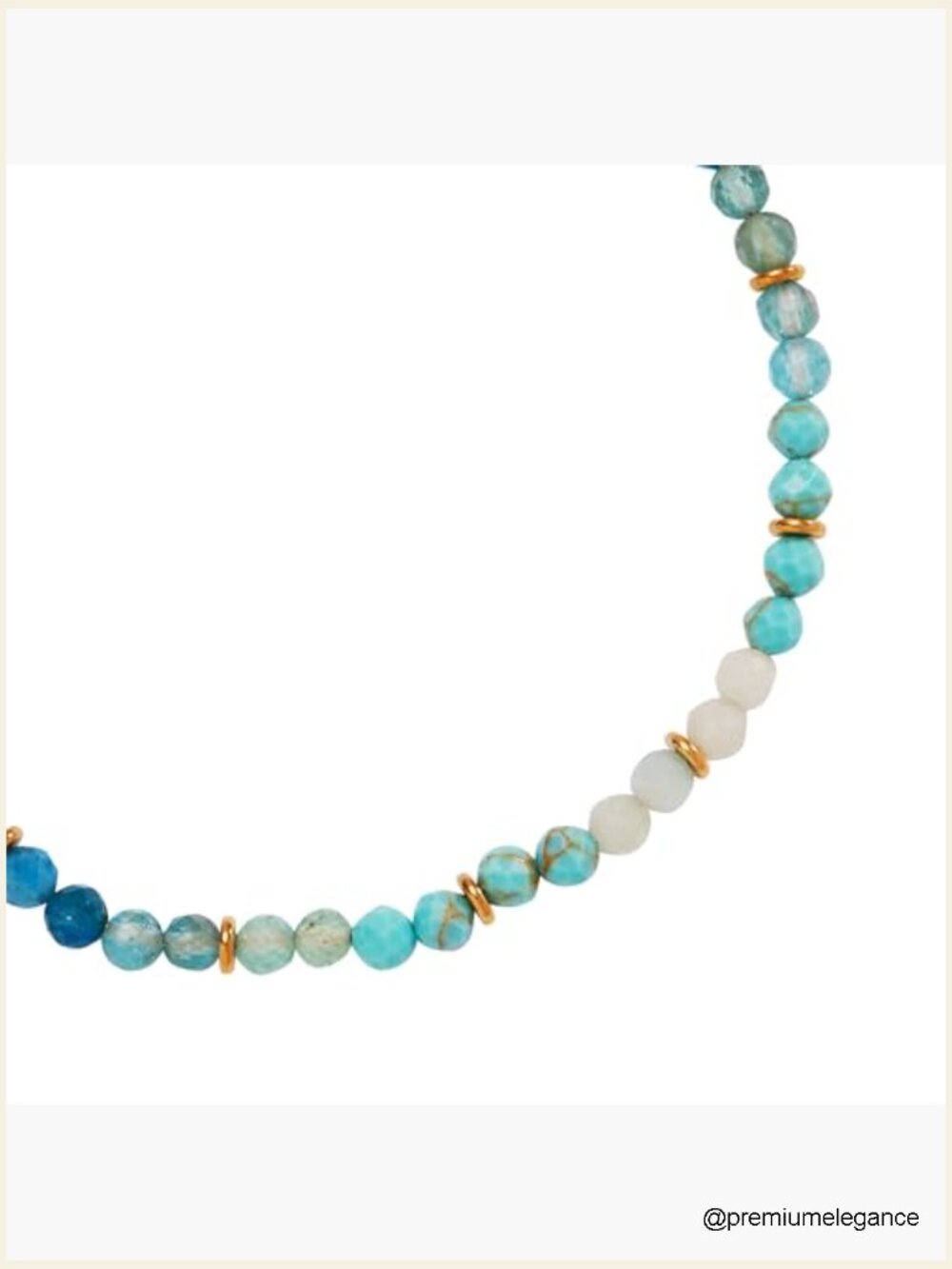 Turquoise Ombre Beaded Anklet with Gold Finish - Picture 2 of 3